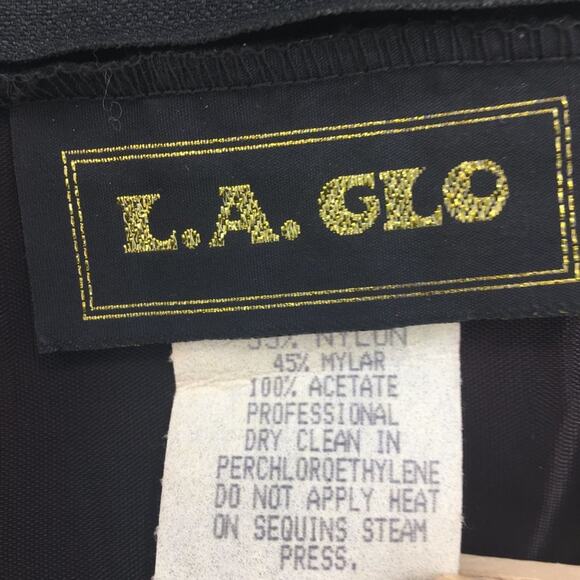 L.A. Glo Black and Gold Sequence Strapless Evening Dress with Bow Size 7B - Picture 5 of 12